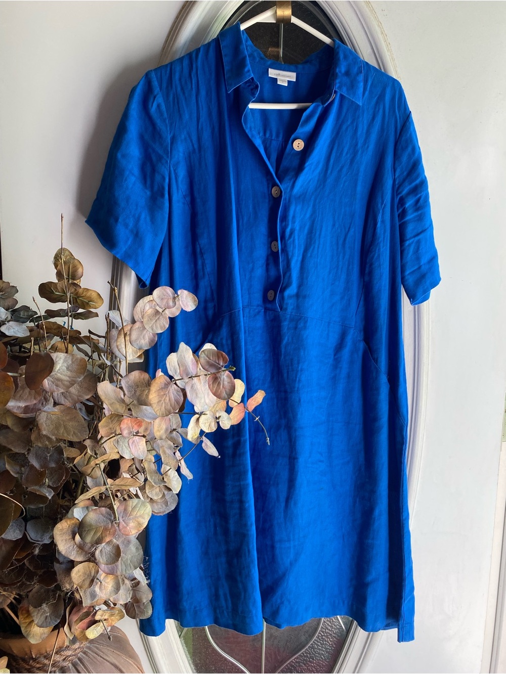 J.Jill Tunic Style Linen Dress - Royal Blue - Sz M (OVERSIZED)